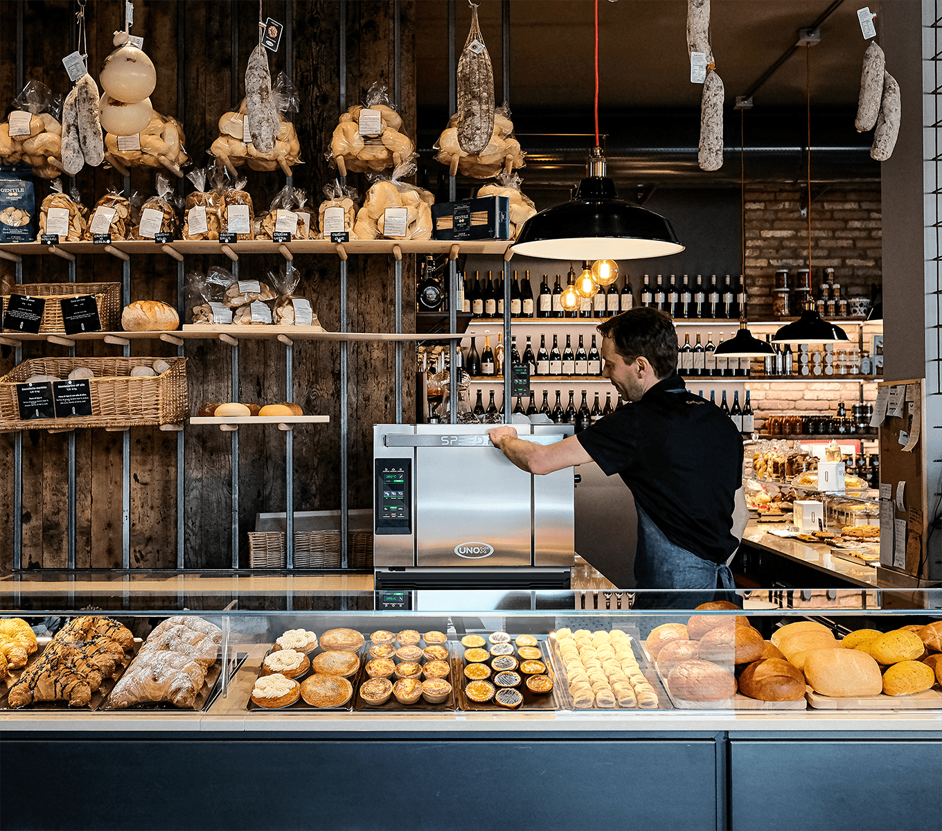 operator uses commercial speed oven instead of pie warmer